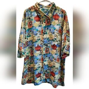 Big Dogs Shirt Mens 1X/2X Multicolore Hawaiian Beach Tropical Outdoor